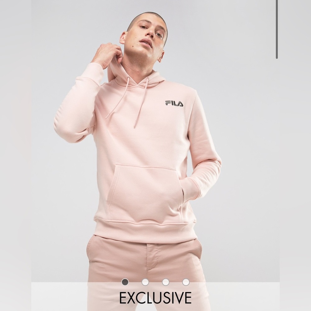 New Fila Black Hoodie With Small Logo In Pink, Fila Vintage, Size Small